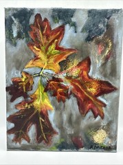 Fall Leaves Painting Botanical „Sprig“ Cozy Cottage 8×10 OOAK Original Wall Art