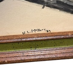 Vintage 1963 H L McNary Airplane Watercolor Painting Signed 10.25×13.5 Framed