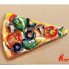 Pizza Vegetariana Painting Still life Original Art Kitchen Fast Food Capricciosa