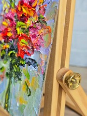 Abstract Bouquet of Flowers Red Oil Painting 10x15cm Painting on Painting Board