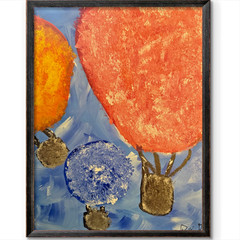 Hot Air Balloons Textured Acrylic Art Painting 14×11 Contemporary Canvas Signed