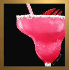 „MARGARITE“ Original Art Oil Painting 6″x6″x1/8″ Food, Wine by Donna Francis