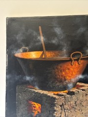 MEXICAN PAINTING FIRE COOKING SMOKE JUAN BERNAL LISTED REALISTIC REALISM MEXICO