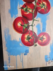 Handpainted Tomato Acrylic On Wood Painting Heavy One Of A Kind 17.5″ X 29.5″