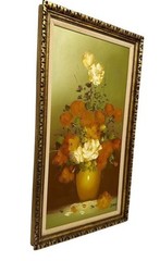 Still Life Vase with Flowers Oil on Canvas Signed Smile