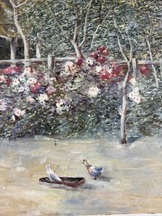 ORIGINAL Impressionist Painting Signed DAVID SMART 24×36 HOMESTEAD Cottagecore