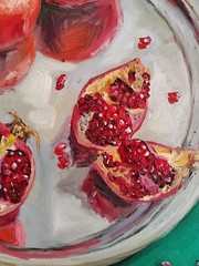 Red pomegranate art still life canvas oil painting fruit wall decor