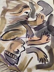 Nancy Volpe Painting Figural Abstract Man And Woman Couple Watercolor Hands Feet