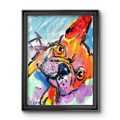 Aleph Hand Painted Dog 9×12 Animals Acrylic Art Living Room Decor Canvas