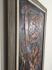 54″ Vintage 60s EUGENE WINTERS Painting mcm Abstract Expressionist Impasto blues