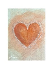 Aceo original By Kenna Gouache Painting Heart 2.5” X 3.5” Signed