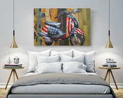 Classic Moped 3 Dimensional Wall Mount om Metal Canvas Oil Painting Artwork