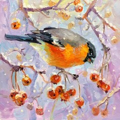 Bird Painting Original Oil Painting Bird Wall Art Bird Artwork Bird Decor