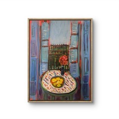 Original Art Signed Canvas Matisse Inspired Window Balcony Unframed
