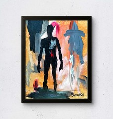 Shadow Man 11×14 Acrylic Canvas Contemporary Neo Expressionist Painting