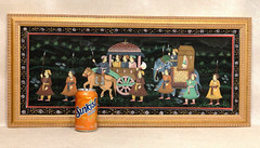 INDIAN ROYALTY INDIA ASIAN PAINTING MOGUL ELEPHANT CARAVAN PALACE GUARDS ON SILK