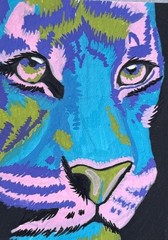 Aceo *PRINT* Tiger Rainbow Kitty Big cat kitten Cat Safari Natur Tinycanvasbyh