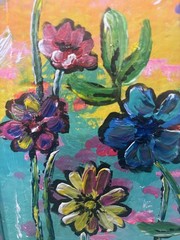 Blooming Garden: Original Painting Frame, Flowers 11×13 Home Decor