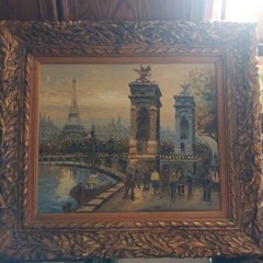 Possible Caroline C Burnett 1877-1950 Original Oil Painting Eiffel Paris Clump