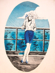 1989 ORIGINAL PAINTING signed GUSTAFSON FASHION ILLUSTRATION COMMERCIAL ART