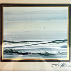 Original Small WaterColor Coastal Ocean Gulls „Beautiful Life“ ’84 Artist Signed