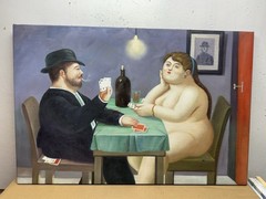 My Friend Oil Painting, Homage to Botero, Large 36 x 24” Unframed