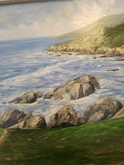 Vintage Signed Impressionist Coastal Seascape Surf Maritime Painting Framed