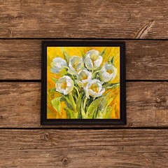Tulips Painting Original Oil Painting Flowers White Tulip Painting Floral Spring