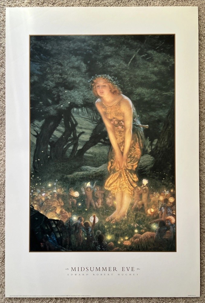 Midsummer Eve Vintage Print Fairies In Forest Foam Board 24 X 36 Inches