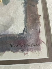 Russ Erickson Textured Rice Paper Art Vase Of Flowers 2004 Framed, Matted,Signed