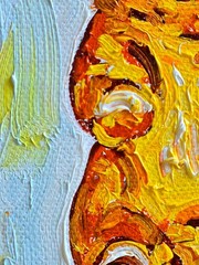 Gummy Bear Yellow Oil Painting 10×15 cm Pastose Technique Painting on Canvas Fabric