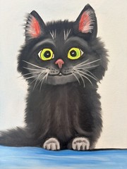 Original oil painting New 11 x 14 inches cute and sweet black cat
