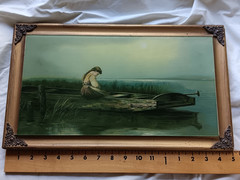 Heinrich Vosberg Oil Painting on Glass Alone and Forsaken Lady Boat Gilt Frame