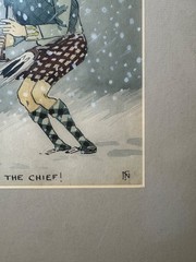 Forrest Niven (1862 – 1932) „Hail To The Chief“ Mixed Media Illustration- Framed