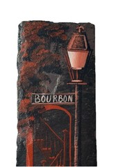 Pierre Louis Laiche New Orleans Bourbon Stpainting on antique slate tile signed