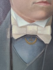 Antique 19th Century Oil Painting Portrait of a Young Boy in a Suit