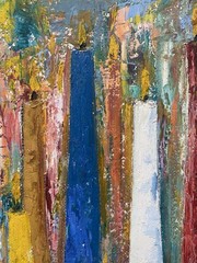 Fotheringham Mid Century Modernism Impressionism Abstract Candle Figure Painting