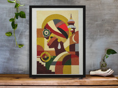 Afrofuturist Queen Steampunk Portrait | Dynamic Gears of Destiny | Canvas 9×12