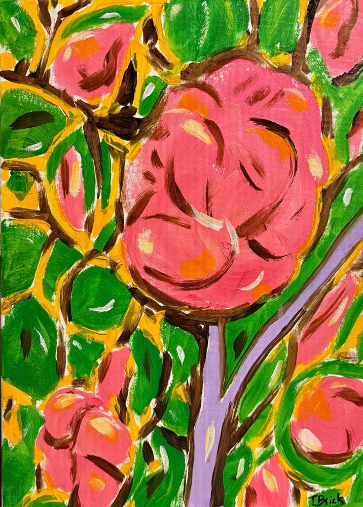 Abstract Floral Painting Flowers Leaves Expressionist Art Original 11×14 Canvas