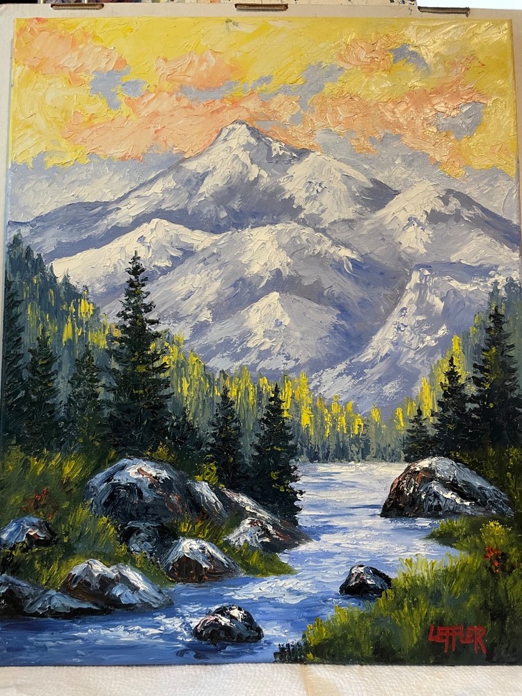 16 x 20 Original Oil Painting Produced with Knife….“Castle Mountain“