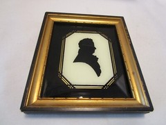 Antique framed Silhouette Portrait Stand Dr. Oliver Hubbard # 514 Salem Mass