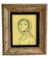 Orlando Naranjo 1992 Latin American Miami Artist Pencil on Paper Framed Painting