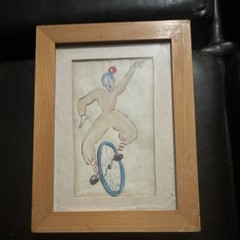 Set of 4 Matted & Framed Figurative Clown Circus Portrait Paintings