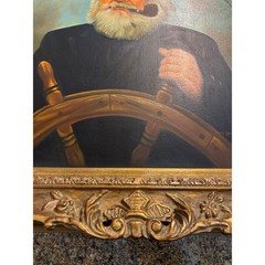 Kim Benson Sea Captain Oil Painting Ornate Gold Frame Nautical Portrait 30×32
