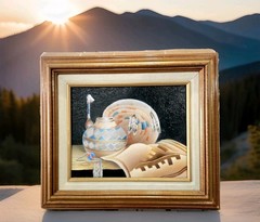 C. Benolt Native American Pottery Oil Canvas Textured Framed Painting 8 x 10
