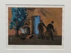 Claude Darotchetche Original 1983 Figurative Gouache Painting 16” x 16”