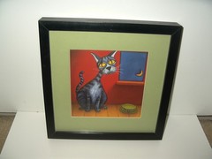 Vintage Colorful Will Rafuse Oswald „Le Chat“ Cat Matted & Framed Art Print