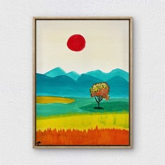 RiverRunArt Original Abstract 12×16 Acrylic Mountain Canvas Wall Art Painting