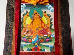 Dzambala Abundance Thangka 11×14 Gold Multi original Hand painted Thanka fabric