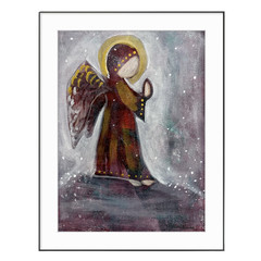 Expressive Abstract Art 12×9 on paper – Frame available – Angel Praying
